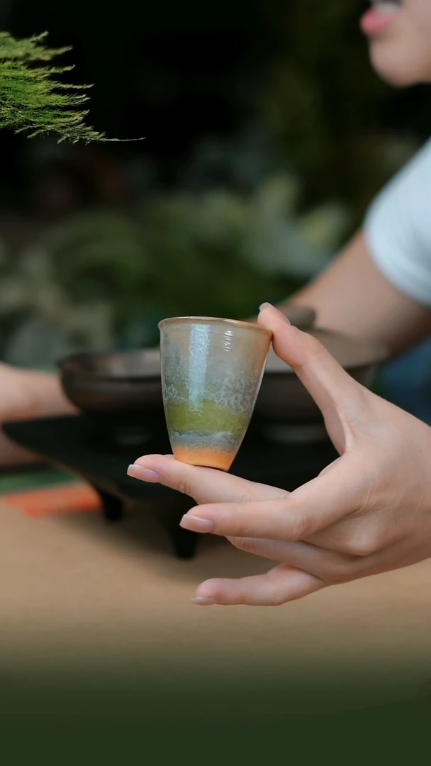 瓷片柴烧水墨一杯