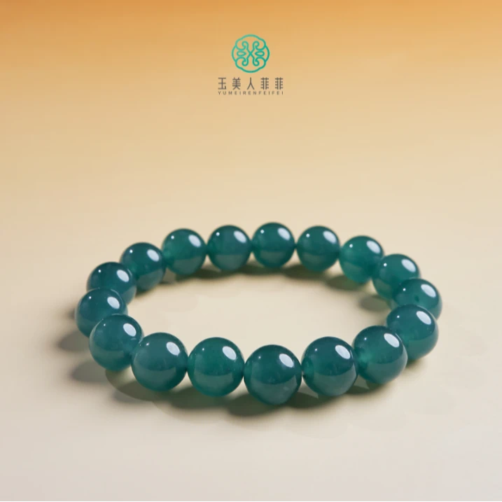 石惑珠宝%翡翠单圈圆珠手串约11mm+多样性发一