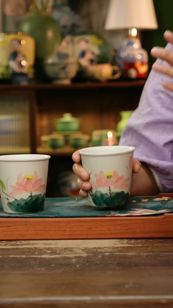 瓷片景德镇纯手工釉下彩精品茶具