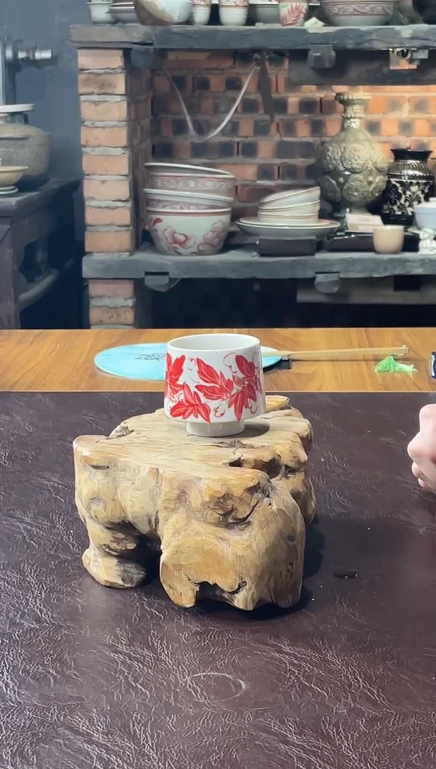 37号手绘马蹄杯纯手工磁州窑