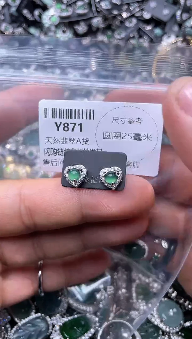 【闪购商品】翡翠颈饰未镶嵌Y871耳钉