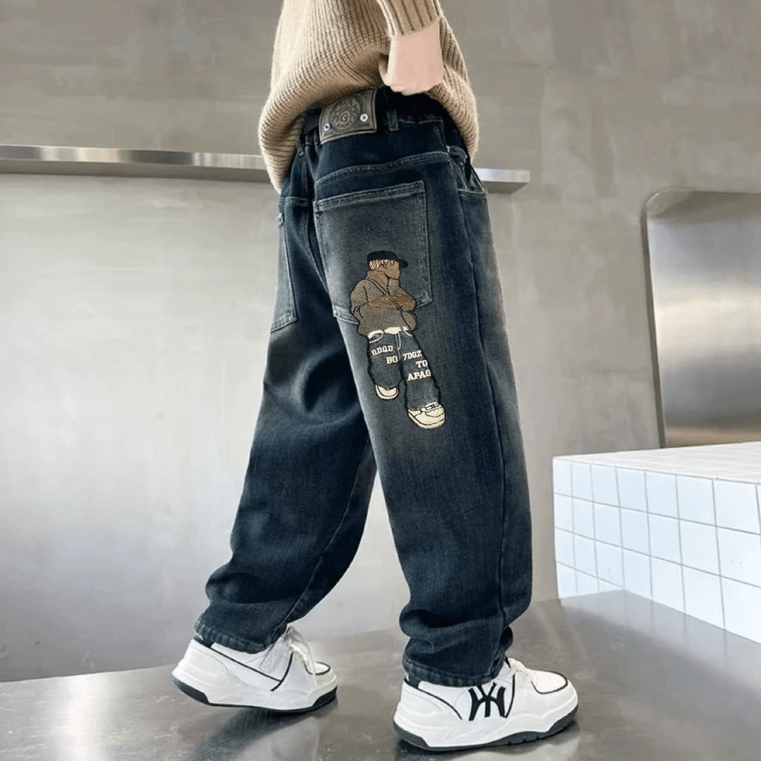 男童牛仔裤春秋2025新款中大童痞帅直筒裤子儿童秋装韩版休闲长裤