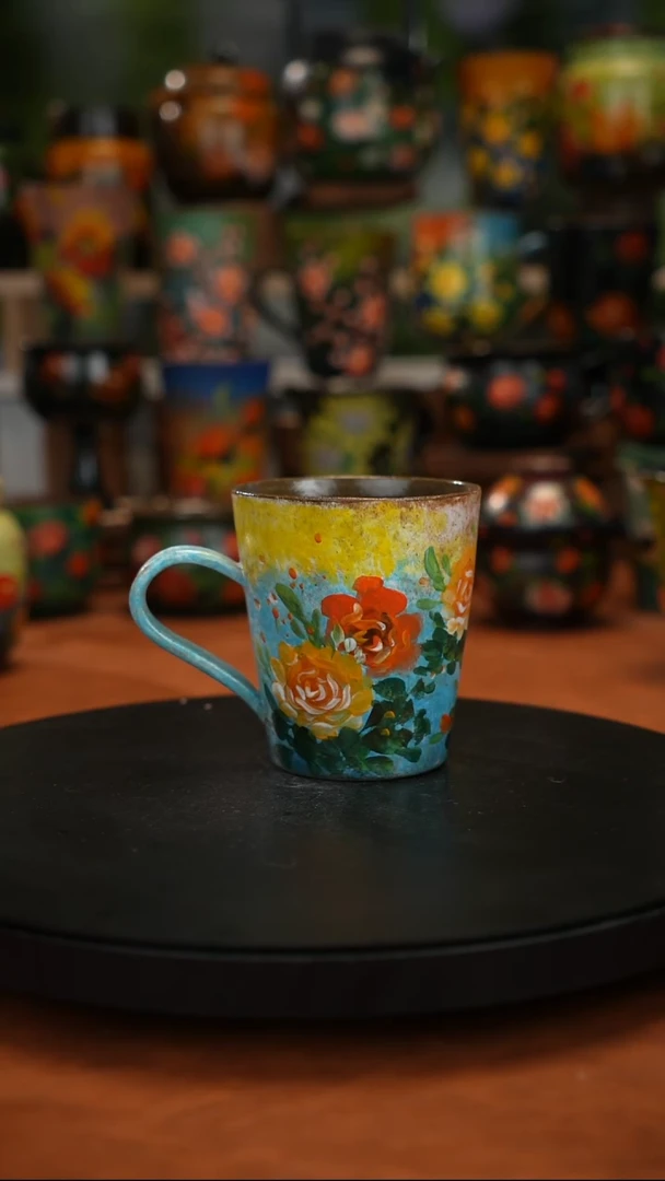 紫砂油画釉下彩手绘