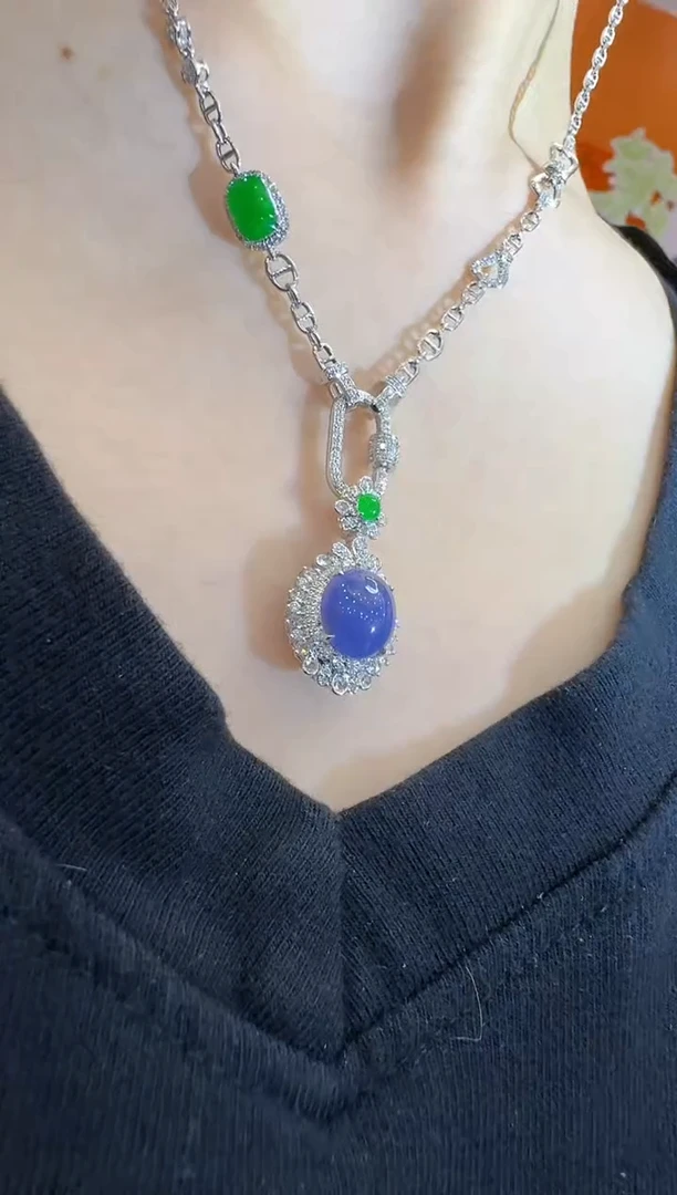 翡翠18K金镶嵌套链多样性团购发一件