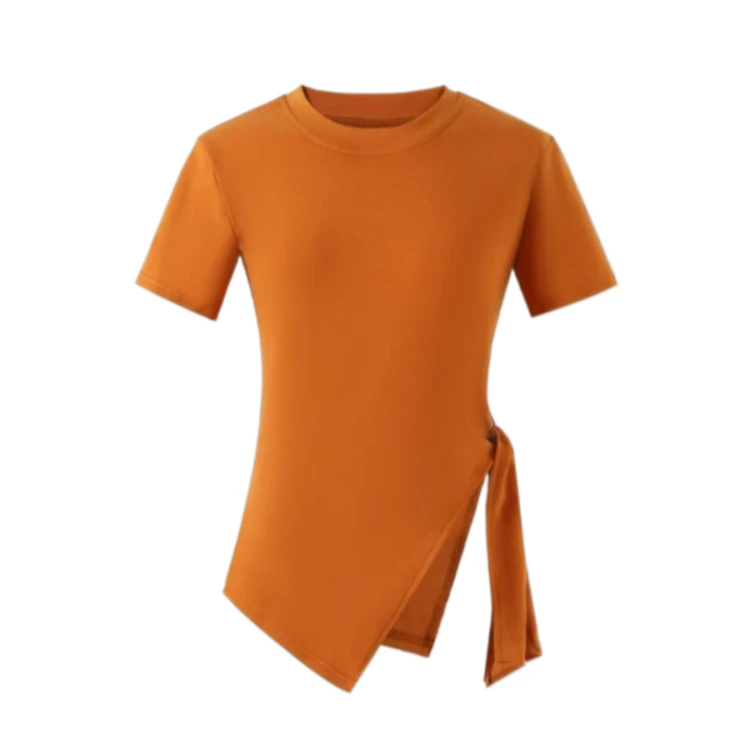 不规则侧面收腰2025新款夏季修身百搭设计感别致绝美小上衣