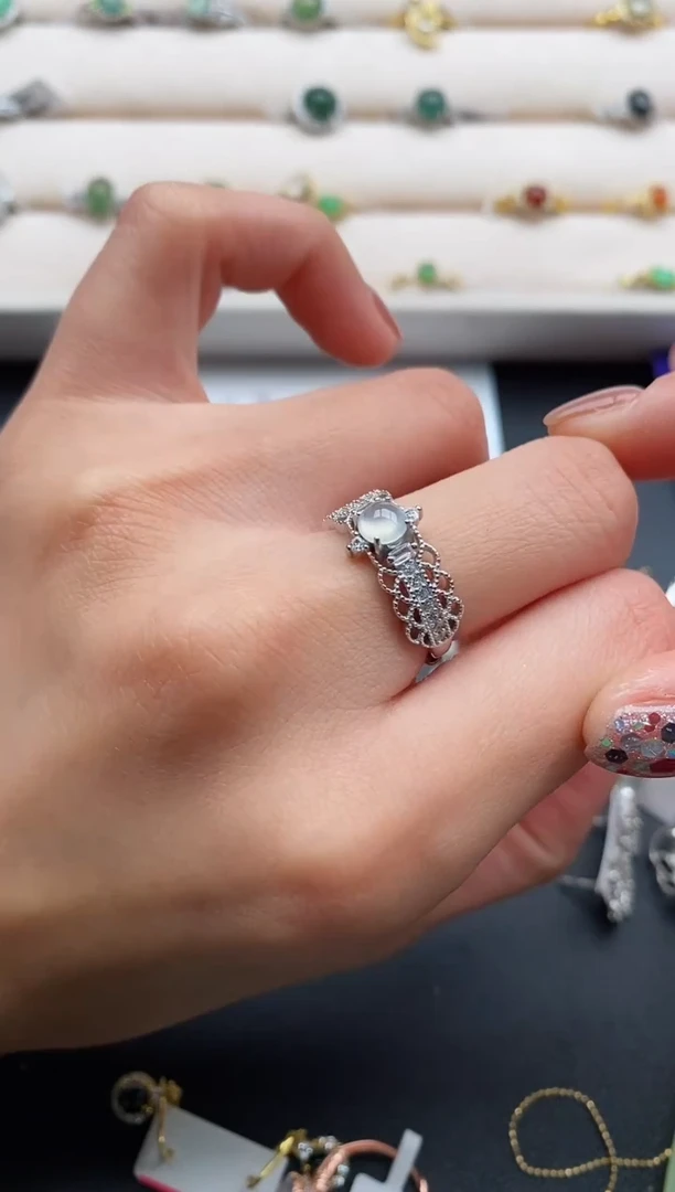 银S925镶嵌戒指翡翠33333333+6