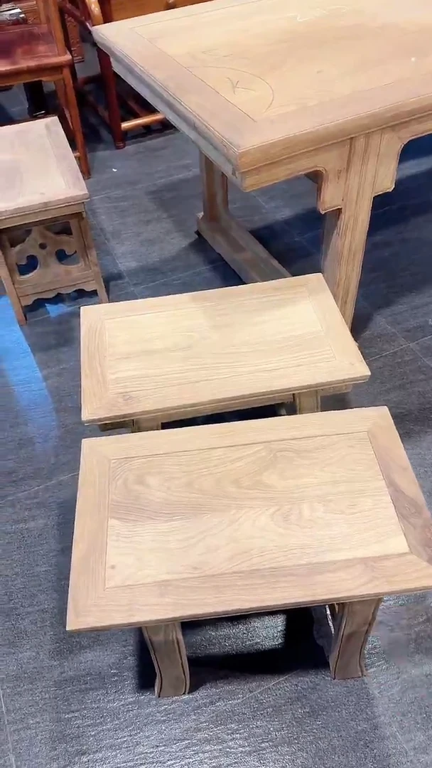 花梨木类成套家具刺猬紫檀将军凳一对A130（毛胚有白皮树结烂疤