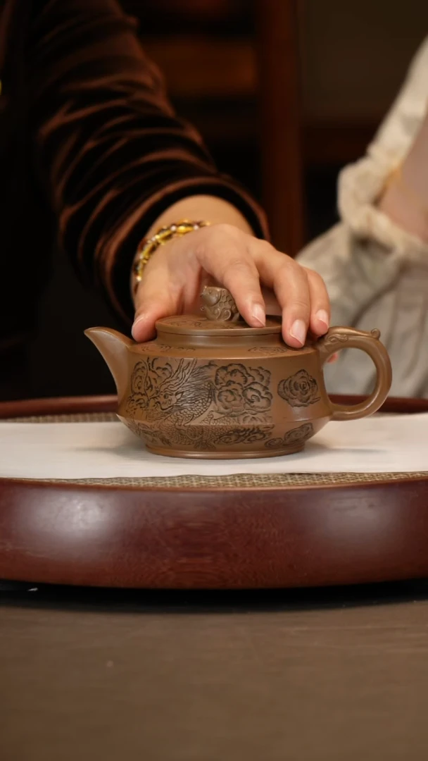 【闪购商品】紫砂茶壶【张赦棠】雪砂段鱼化龙