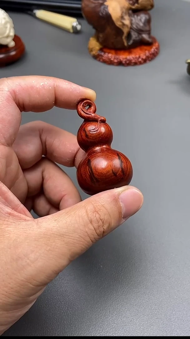 把件小叶紫檀印度小叶紫檀葫芦 福寿双全