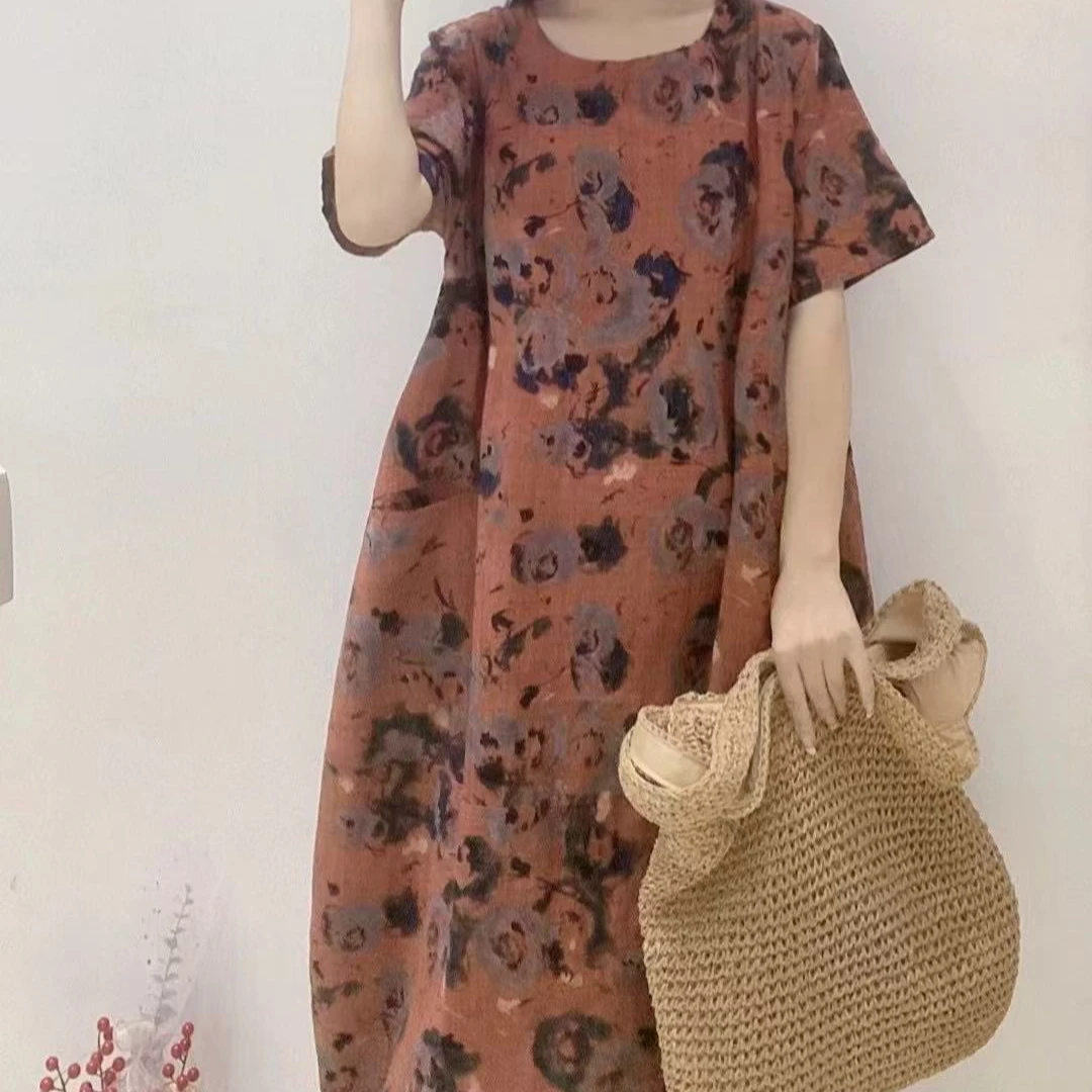 11399新款夏季优雅减龄宽松花卉显瘦连衣裙QZ