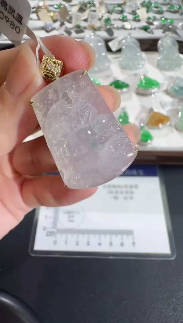 吊坠(不含链)18K金镶嵌翡翠【源头工厂】18k金镶嵌