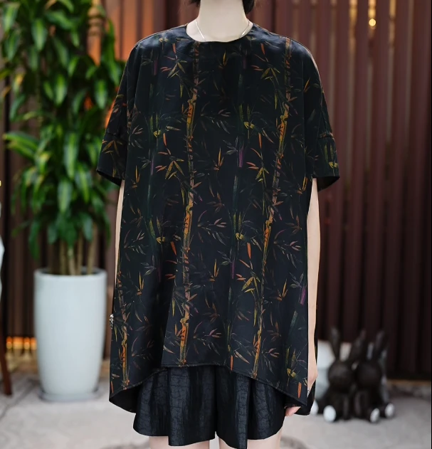 【金禧禧店铺】彩色小竹子香云纱上衣J24177-2