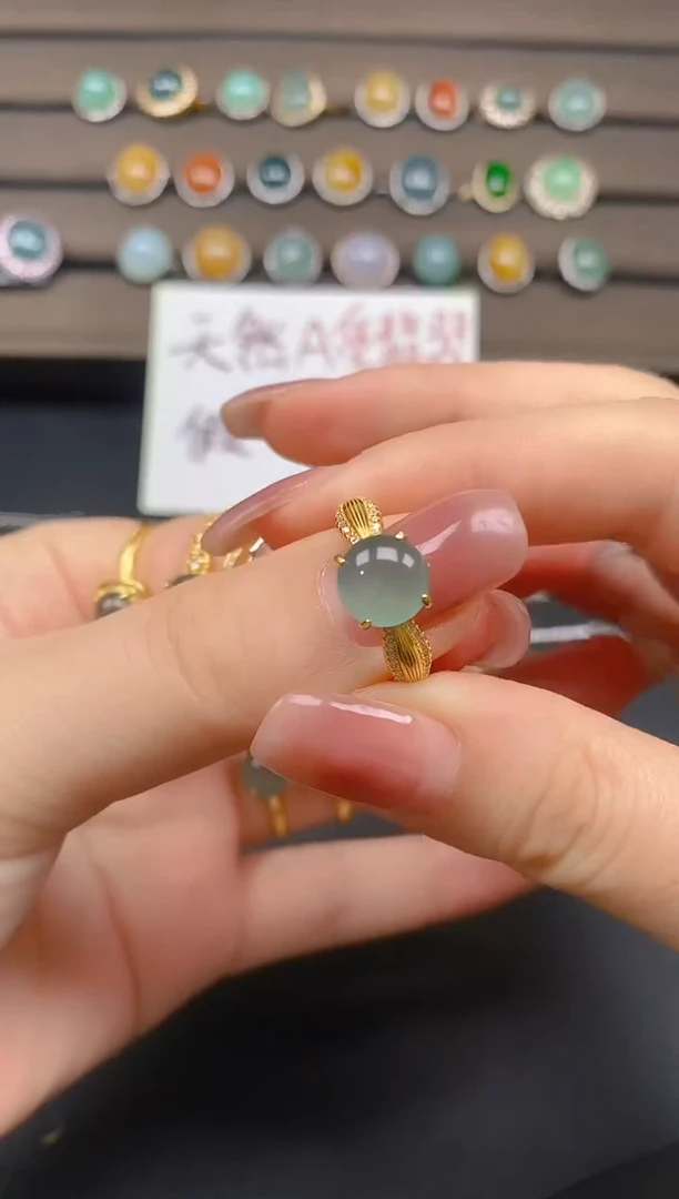 翡翠戒指银S925镶嵌5