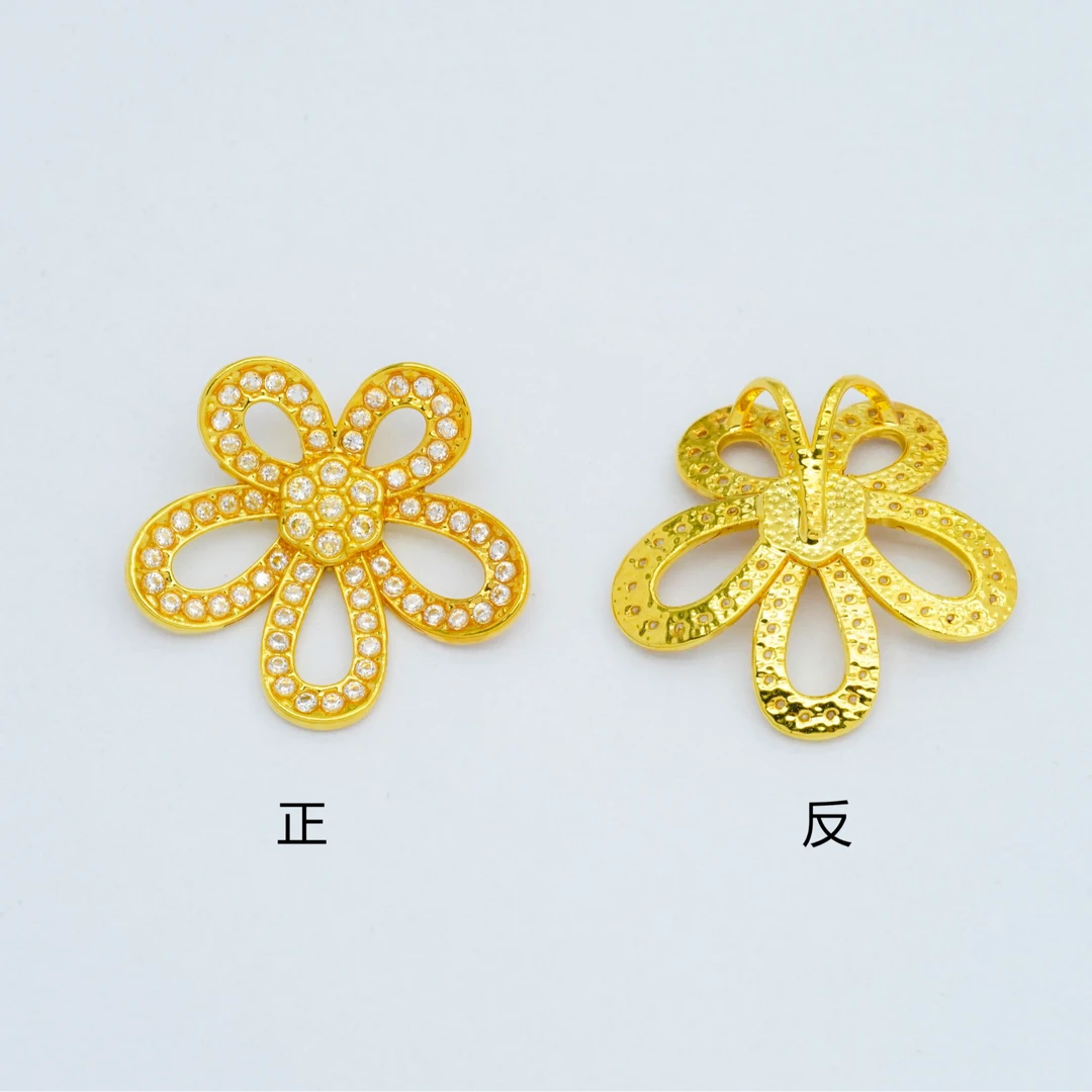 合成锆石【通体18k金】格桑花吊坠 百搭时尚轻奢【QL07309】