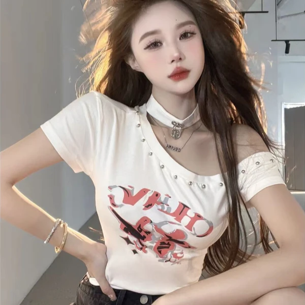 【送配饰】辣妹性感脖套露肩T