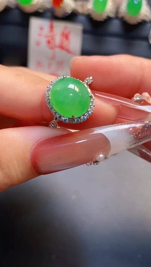 银S925镶嵌戒指翡翠天然
