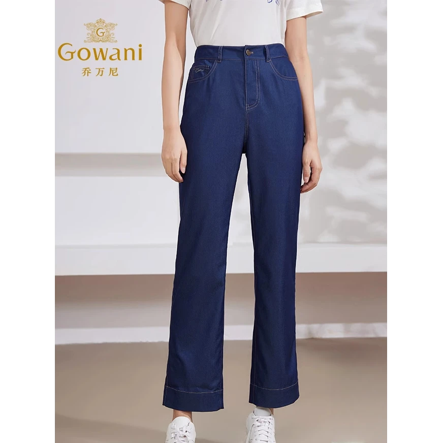 Gowani/乔万尼2025春款休闲裤天丝牛仔经典百搭直筒裤EM2F712601
