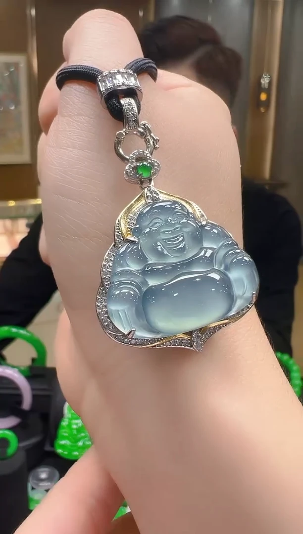 吊坠(不含链)银S925镶嵌翡翠天然A货翡翠多样性发一