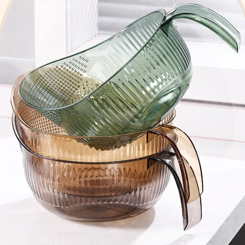 淘米神器多功能洗米筛淘米盆过滤杯子水瓢洗水果洗菜盆沥水篮