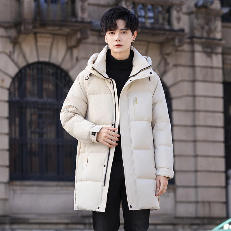 鹅绒羽绒服男士中长款冬季加厚防寒服冬装青年保暖外套潮