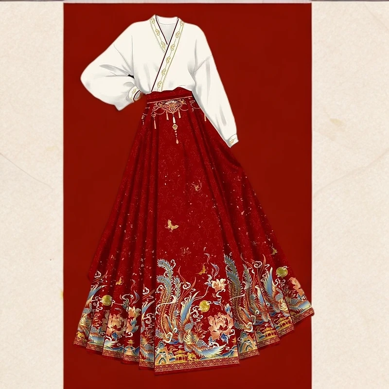 新中式穿搭一整套女2025新款改良汉服衬衫搭显瘦国风马面裙两件套