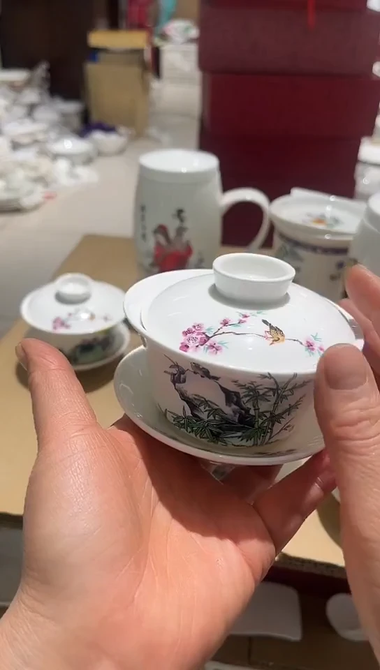 骨瓷三件盖碗隆达骨瓷