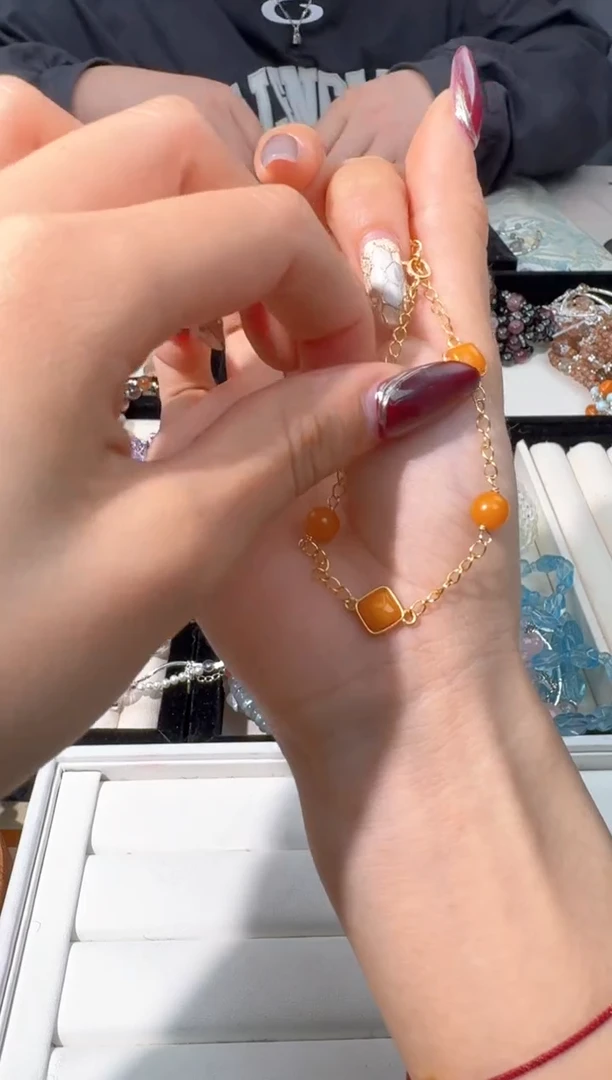 【闪购商品】琥珀手链银S925镶嵌Y057蜜蜡手链