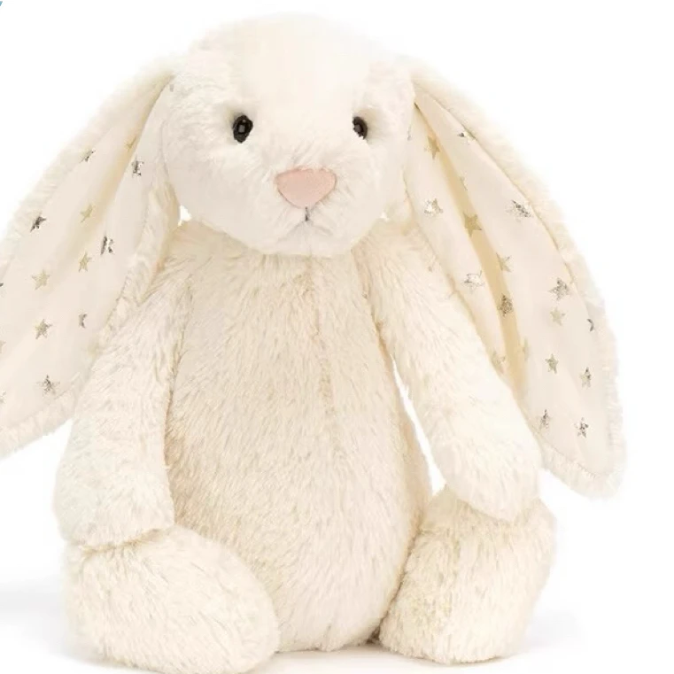 白色灰色星星耳邦尼兔玩具毛绒可爱兔子安抚公仔礼物