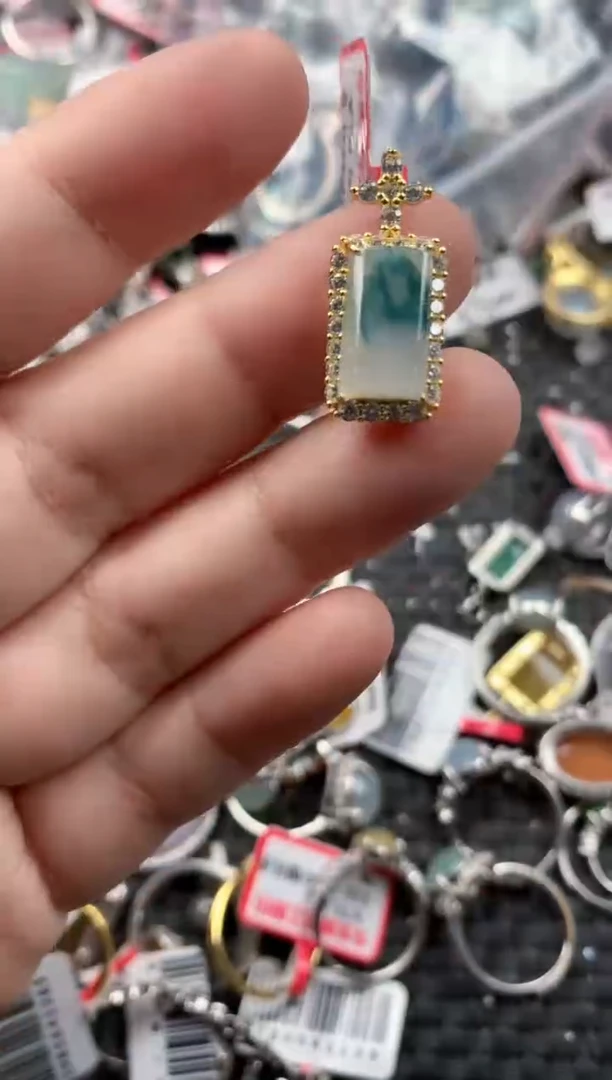 银S925镶嵌戒指翡翠444   8