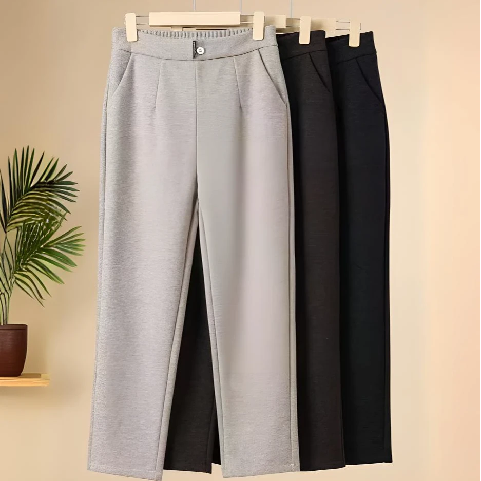 洋气妈妈冬装保暖裤子新款时尚中老年女遮肉显瘦休闲裤中年直筒裤