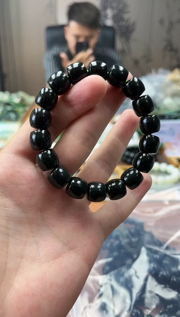 手链未镶嵌和田玉纯天然新疆塔青黑青12