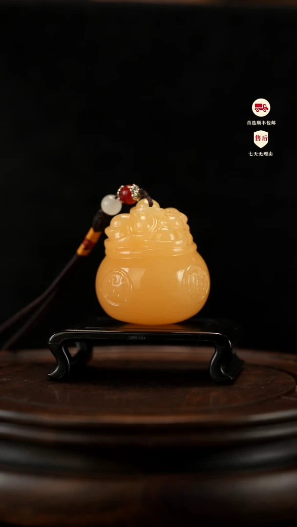 云南石金田黄聚宝盆手把件摆件挂件
