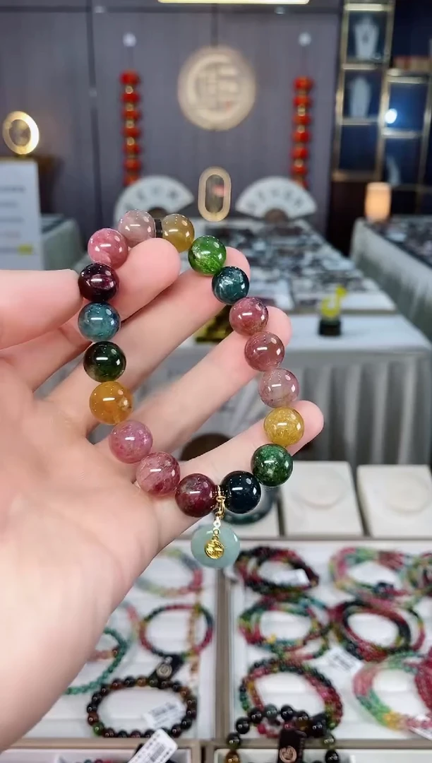 未镶嵌老矿碧玺单圈手串11mm+碧玺xion多样性发货一条