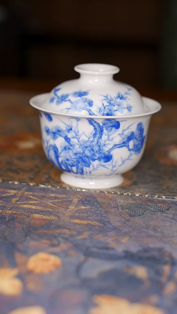 【闪购商品】杯288松竹梅微微瑕盖碗