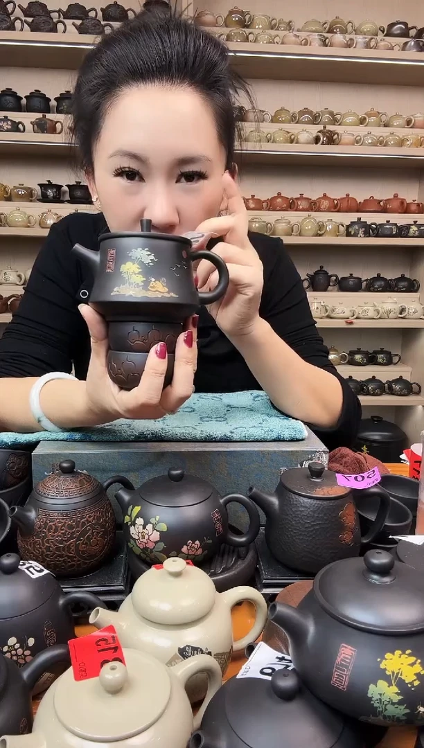 壶彩填壶+2线雕杯  619