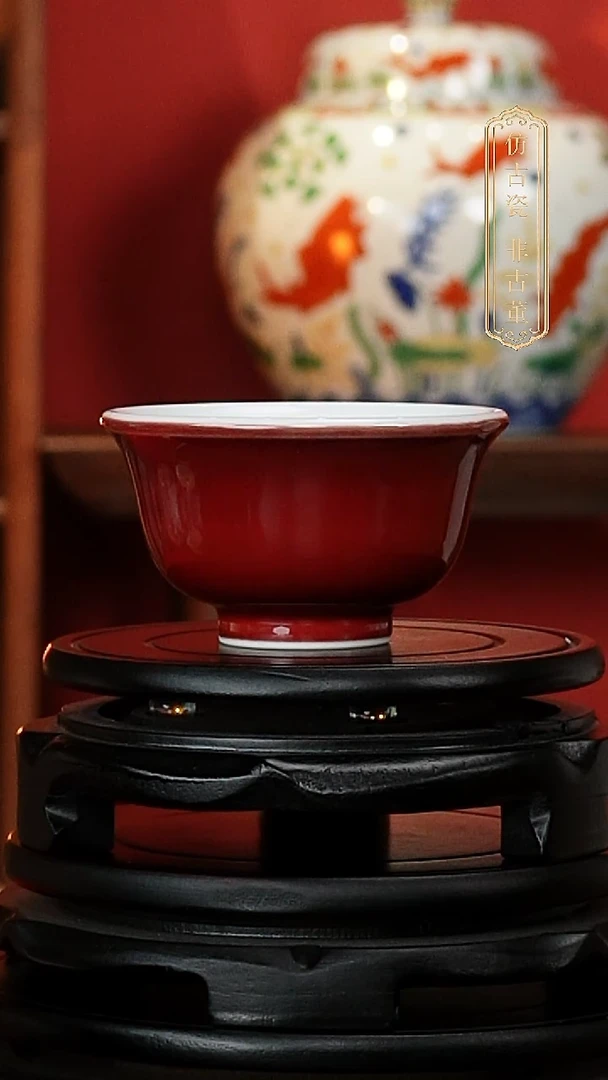 摆件霁红压手杯杯
