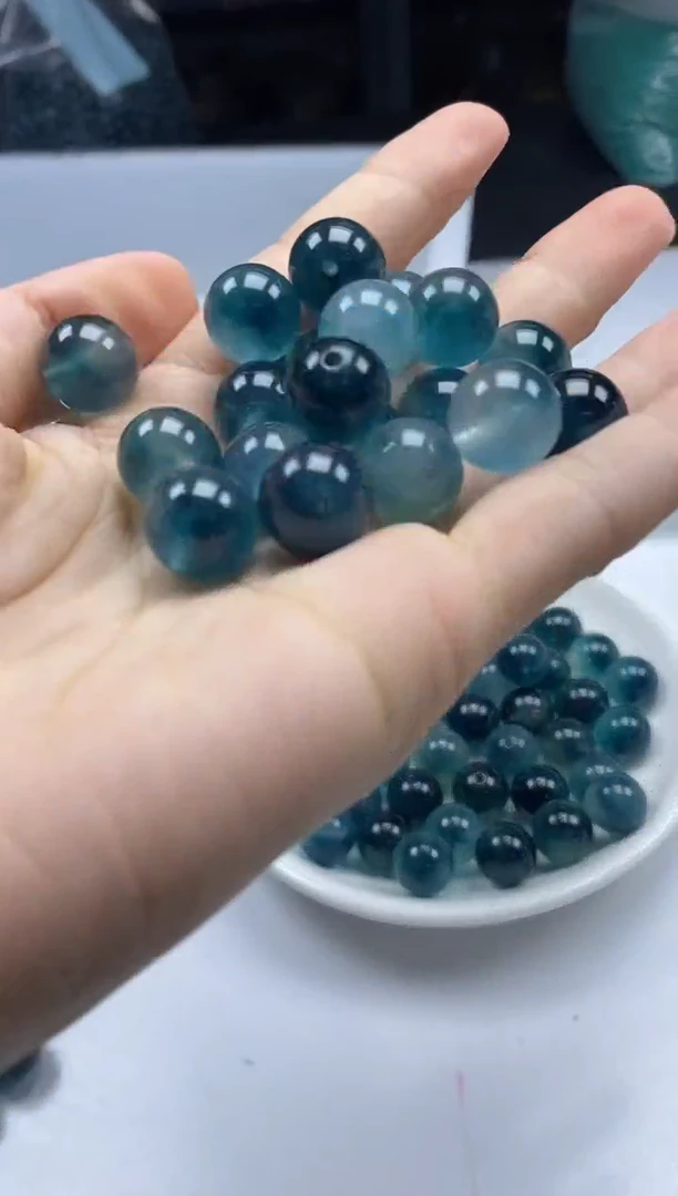 玛瑙/玉髓颈饰未镶嵌W505蓝水飘花12mm*10颗