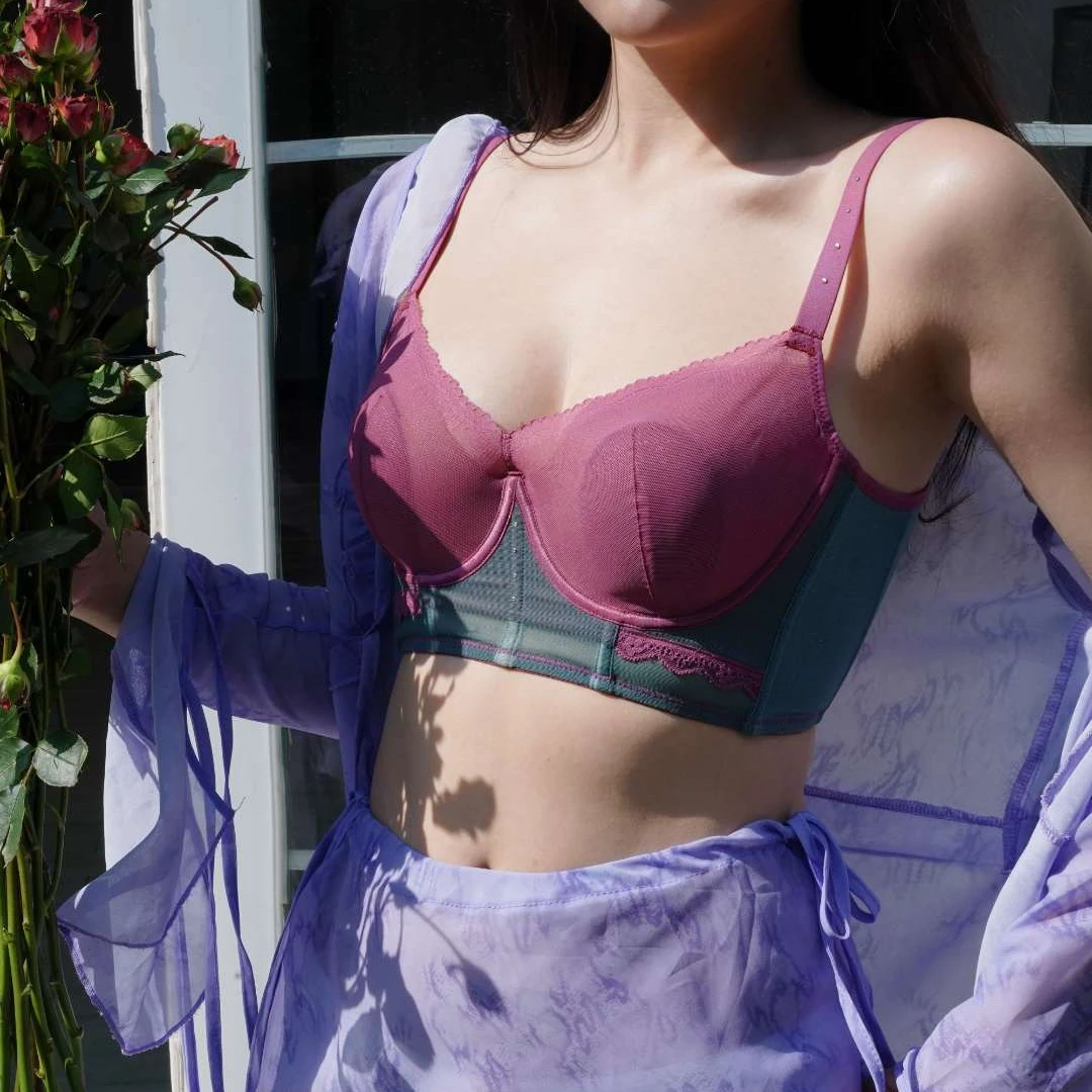 【悦己】夏季时尚新款薄款撞色无痕蕾丝bra调整聚拢型上托女士文胸