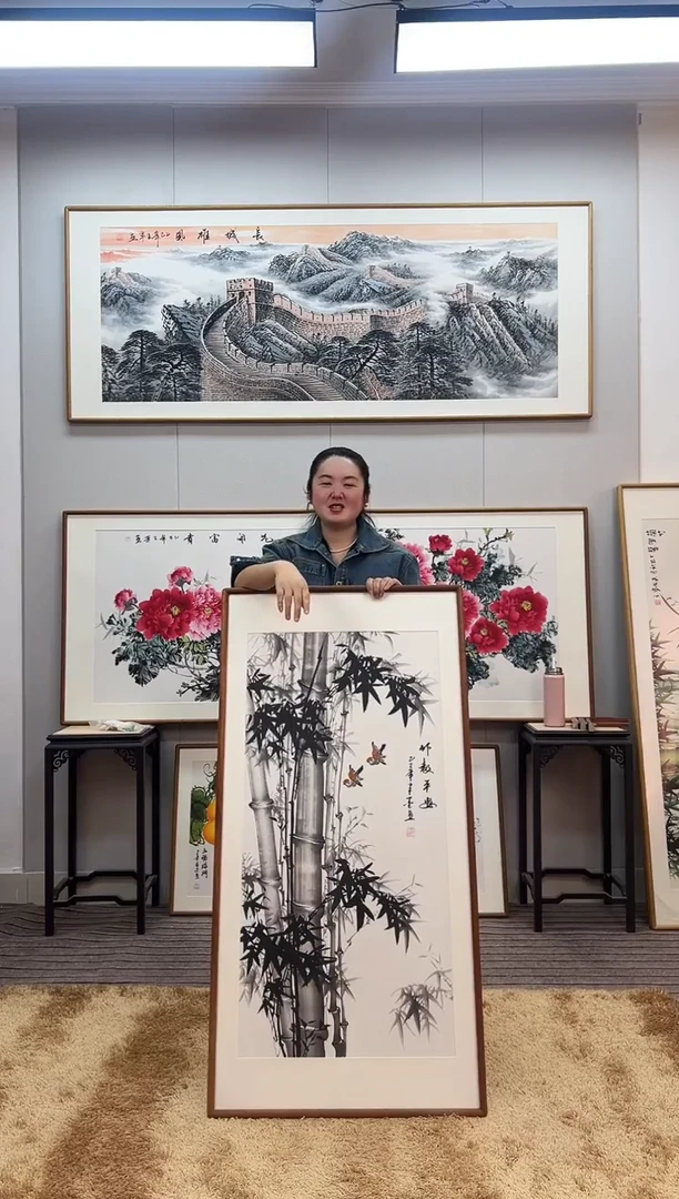 国画手绘墨竹122*62尺寸