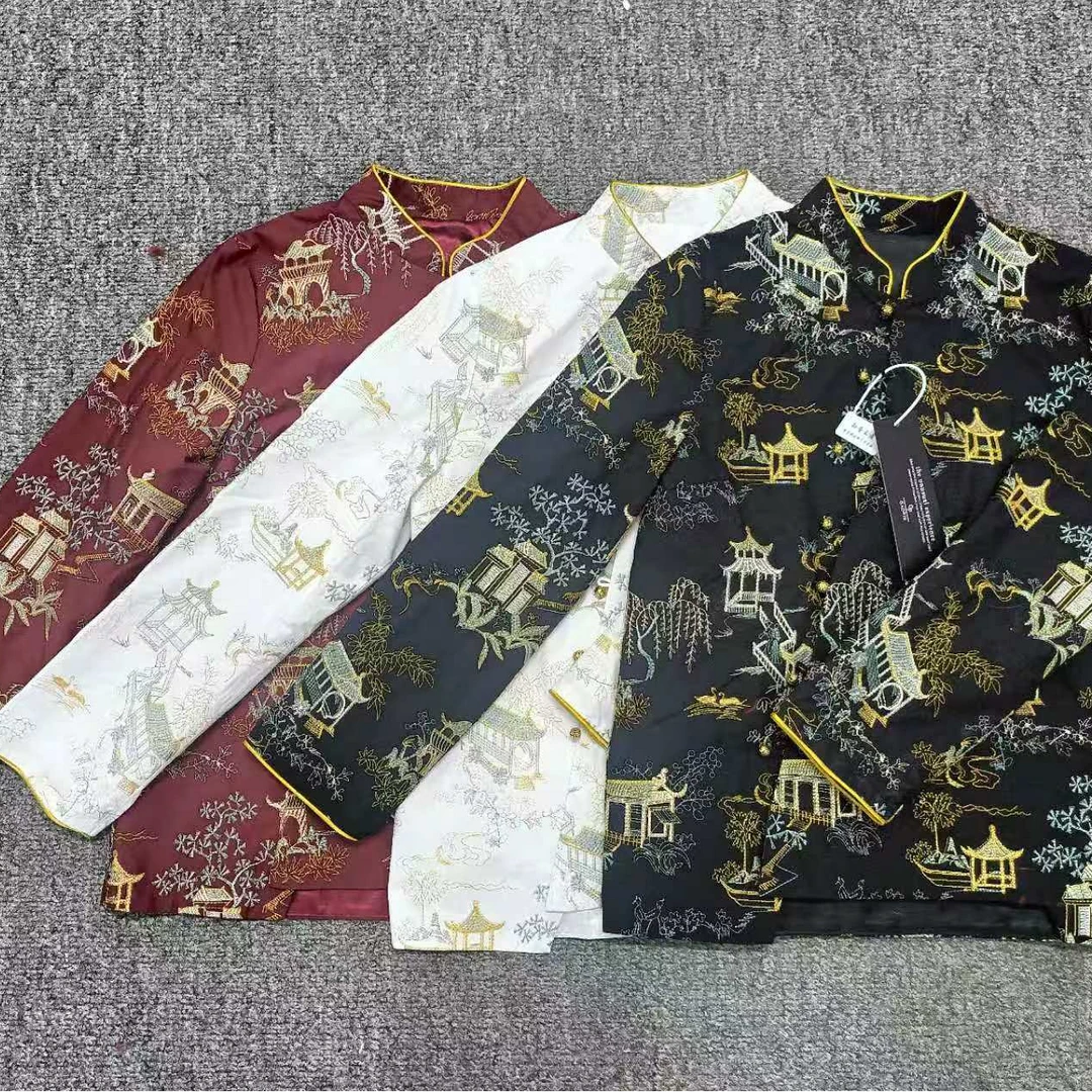 1225中式亭台楼阁斜襟衬衫