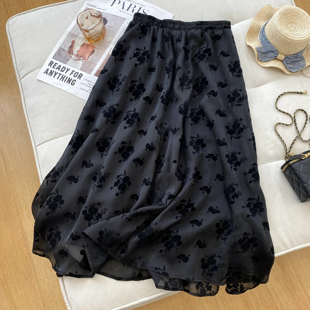 AMAZCOOL 5551显瘦仙女网纱碎花半身裙