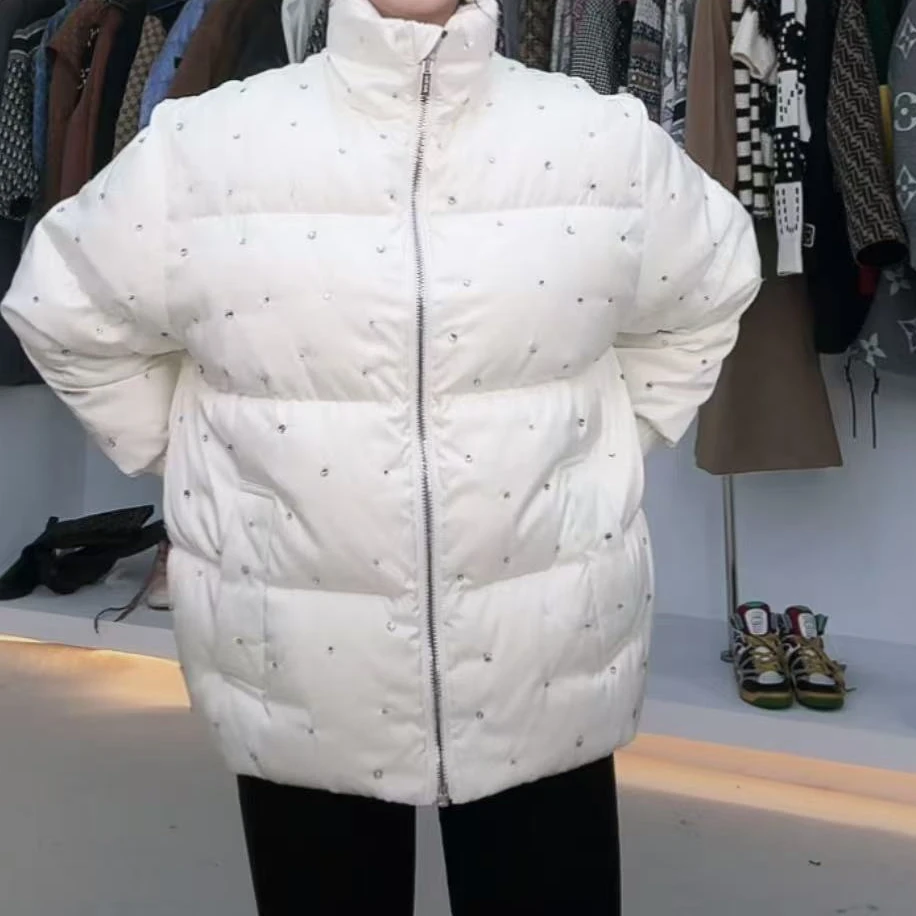 全新未使用 MIU MIU/缪缪 满钻长袖羽绒服 白色/36