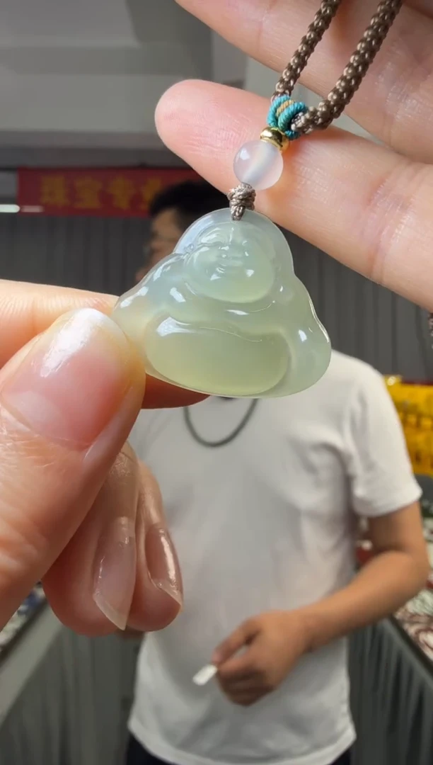 和田玉未镶嵌吊坠(不含链)青海料冰晴水佛公吊坠约23*28mm