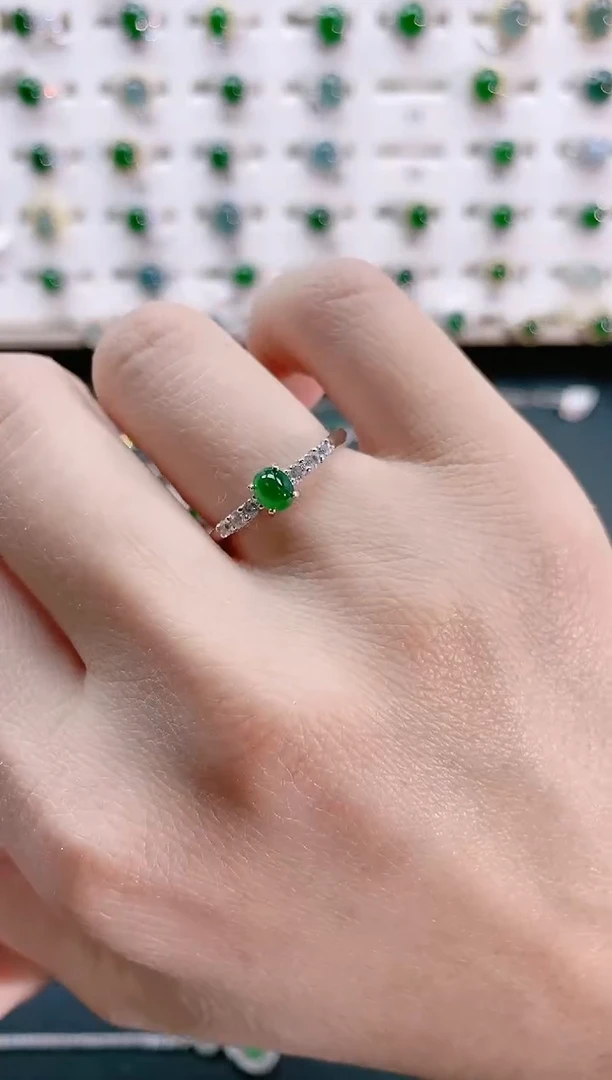 【闪购商品】翡翠戒指银S925镶嵌天然翡翠