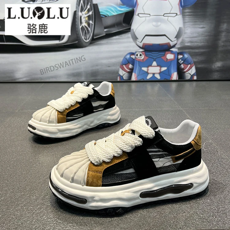 骆鹿欧洲站男鞋春季贝壳头运动鞋厚底增高老爹鞋休闲小众溶解板鞋