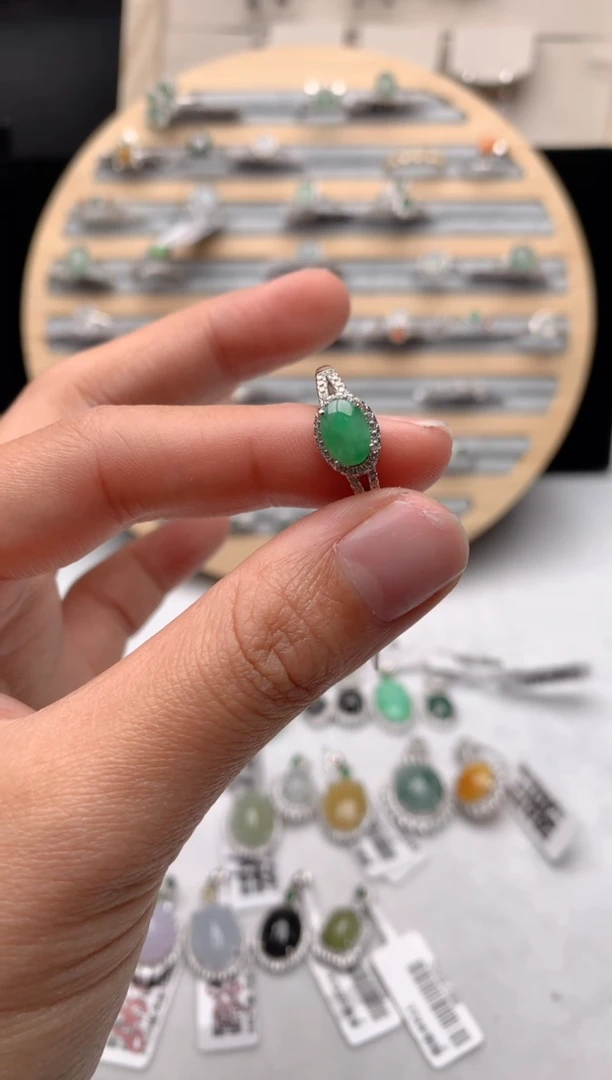 【闪购商品】翡翠戒指银S925镶嵌1号