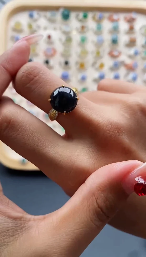 【闪购商品】翡翠戒指银S925镶嵌缅甸天然A货翡翠222 3-