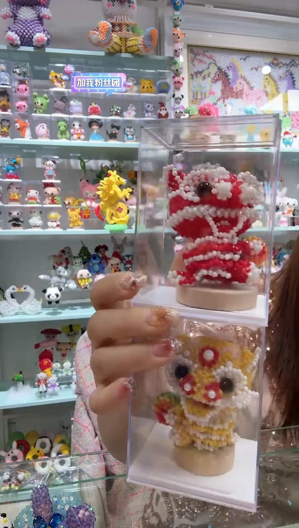 玻璃0351卡2水晶情侣醒狮材料包1对