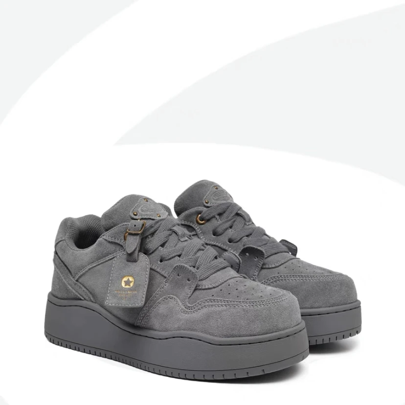 格雷灰复古休闲板鞋男秋冬新款灰色面包鞋女小众设计增高厚情侣鞋