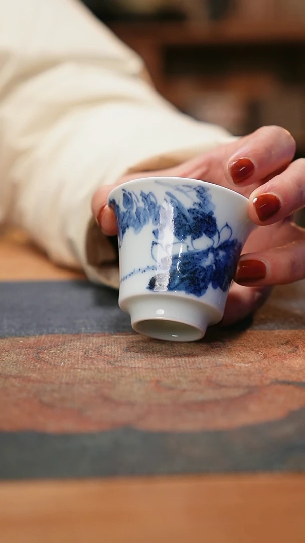 【闪购商品】康亭守艺八大风格墨荷马蹄杯